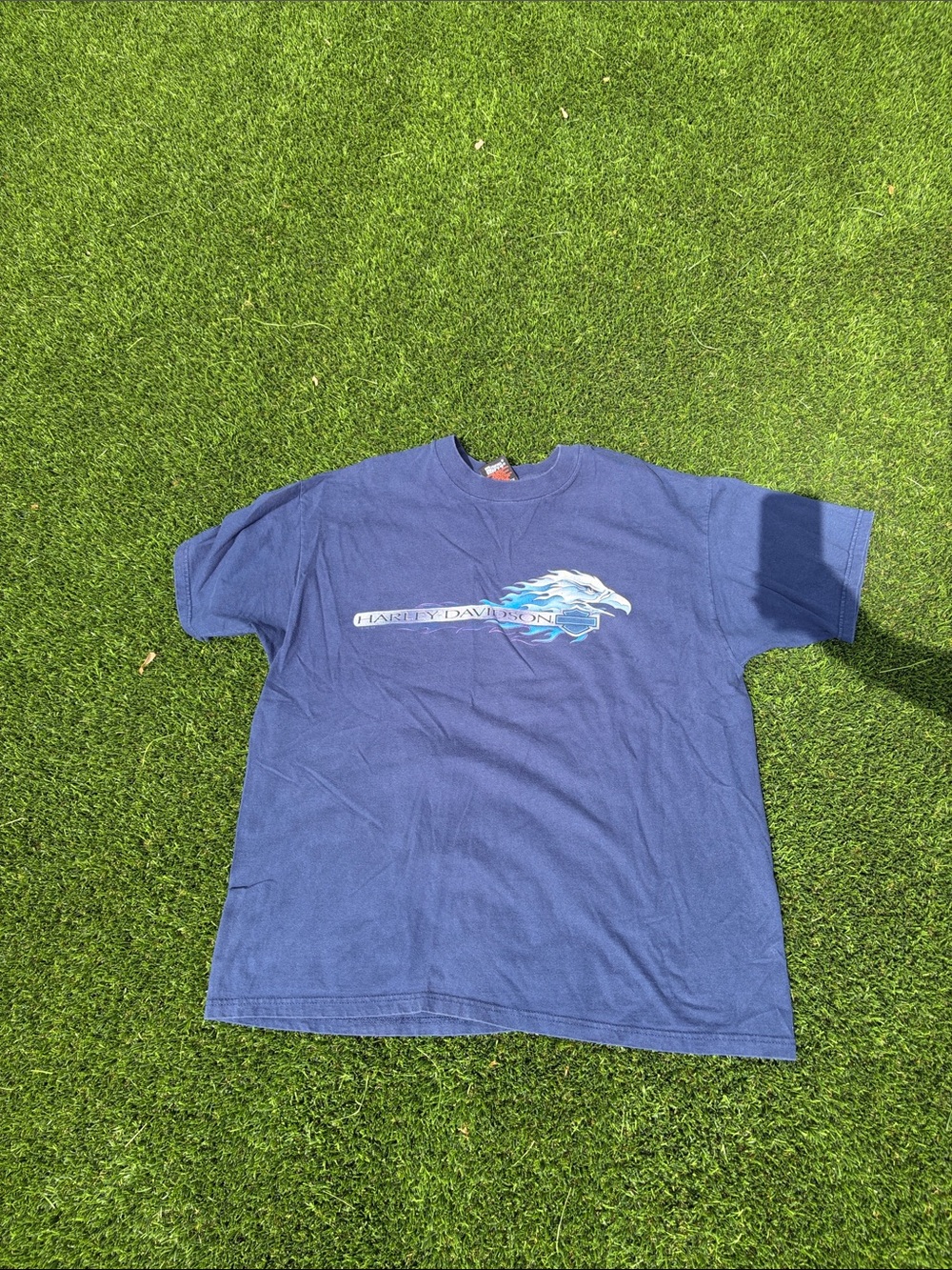 Harley-Davidson Navy Blue Short Sleeve Tee with Flame Graphic
